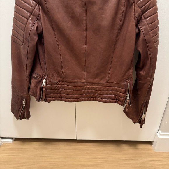 All Saints Dark Brown Leather Jacket - Picture 4 of 6